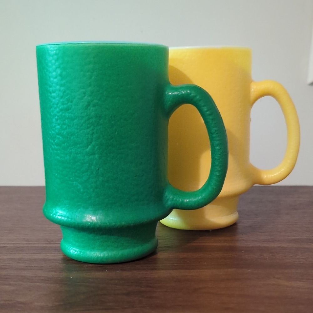 Vintage Hazel Atlas Orange Peel Milk Glass Pedestal Mugs